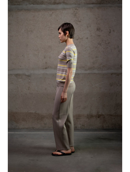 Трикотажні штани прямого крою з віскози бежеві