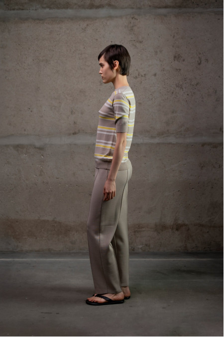 Трикотажні штани прямого крою з віскози бежеві