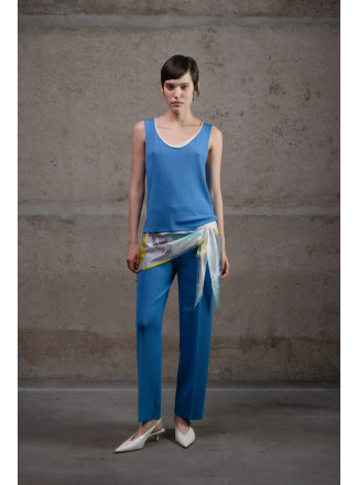 Трикотажні штани прямого крою з віскози темно-блакитні