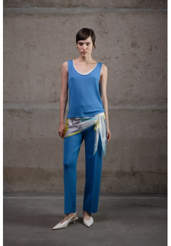 Трикотажні штани прямого крою з віскози темно-блакитні