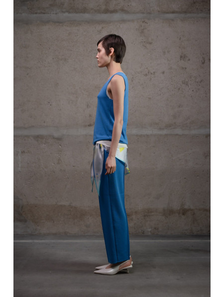 Трикотажні штани прямого крою з віскози темно-блакитні