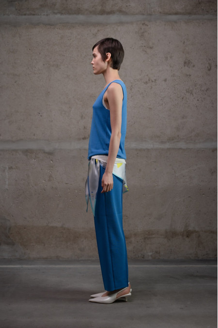 Трикотажні штани прямого крою з віскози темно-блакитні