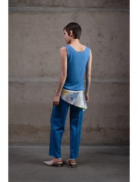 Трикотажні штани прямого крою з віскози темно-блакитні