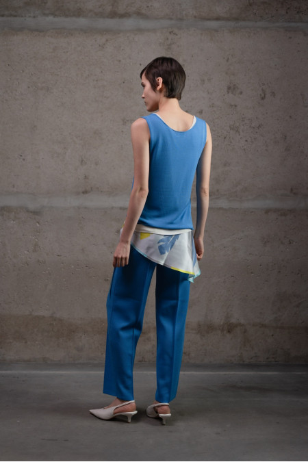 Трикотажні штани прямого крою з віскози темно-блакитні