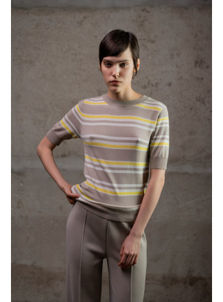 Смугастий джемпер з віскози бежево-молочний