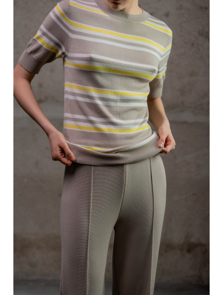 Трикотажні штани прямого крою з віскози бежеві