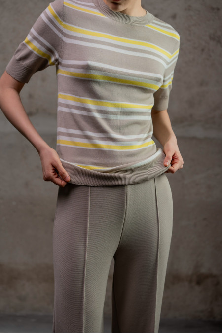 Трикотажні штани прямого крою з віскози бежеві