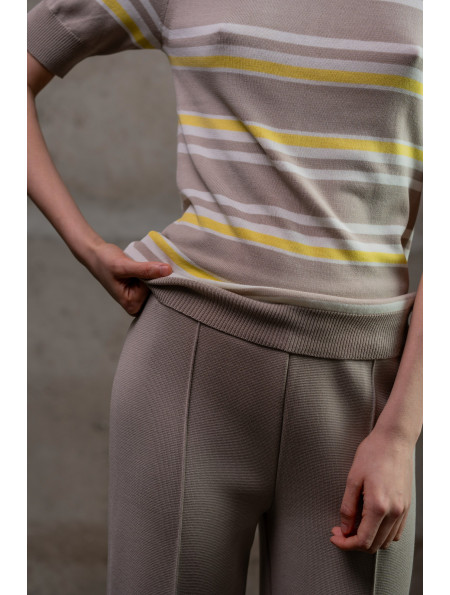 Трикотажні штани прямого крою з віскози бежеві