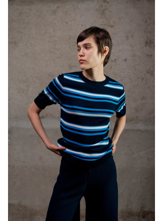 Смугастий джемпер з віскози темно-синьо-блакитний