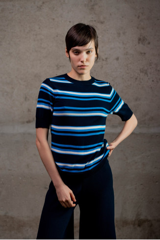 Navy And Blue Striped Viscose Jumper