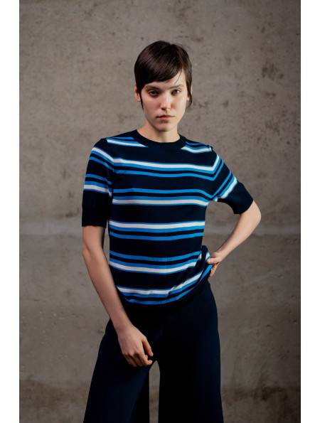 Смугастий джемпер з віскози темно-синьо-блакитний