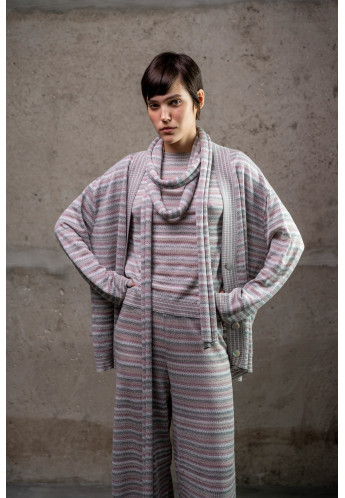 Кардиган із графічним візерунком сіро-рожевий