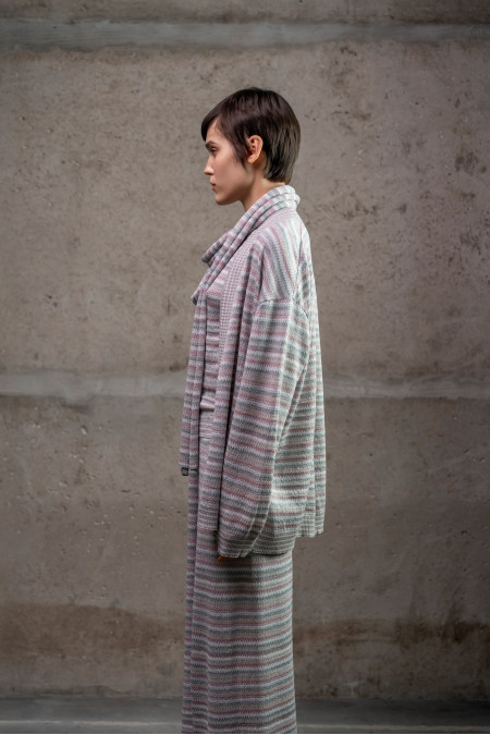 Кардиган із графічним візерунком сіро-рожевий Кардиган із графічним візерунком сіро-рожевий