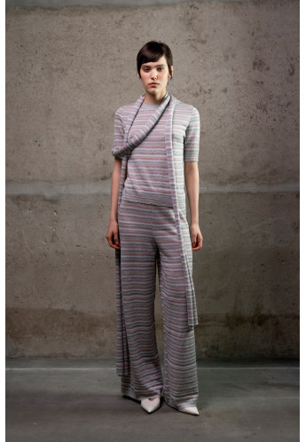 Штани з графічним візерунком сіро-рожеві