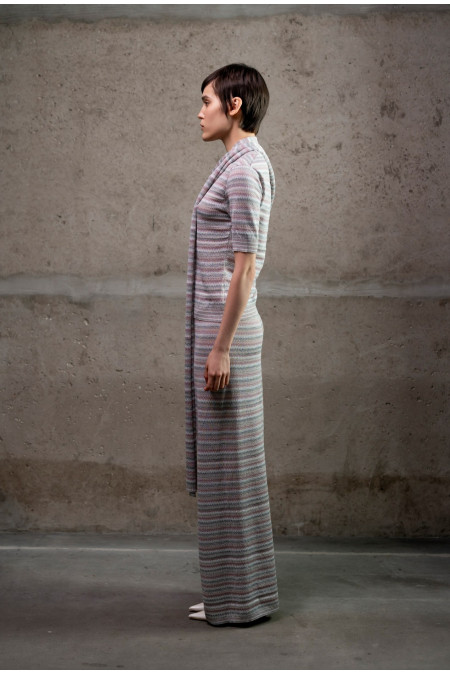 Штани з графічним візерунком сіро-рожеві