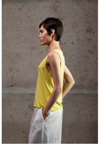 Базовий топ з необробленими краями лимонний