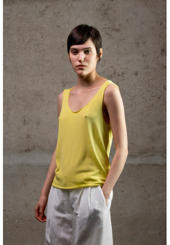 Базовий топ з необробленими краями лимонний