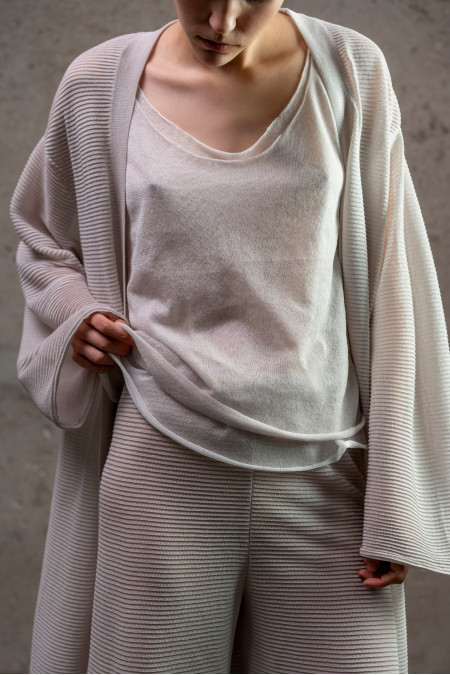 White Translucent Top With Raw Edges