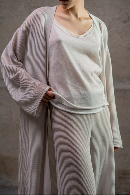 Grey Translucent Textured Trousers