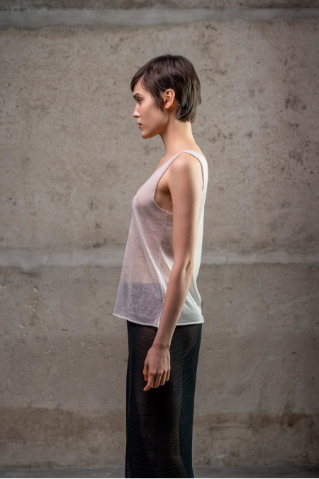 White Translucent Top With Raw Edges
