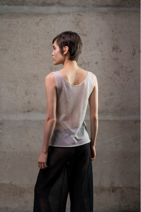 White Translucent Top With Raw Edges