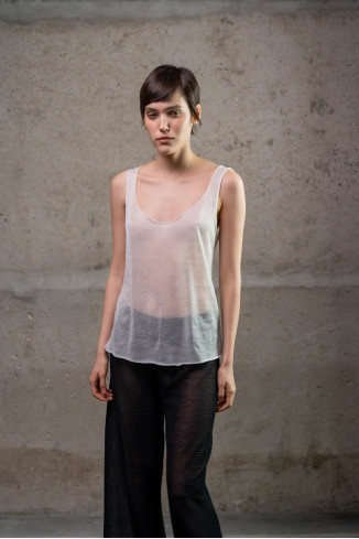 White Translucent Top With Raw Edges
