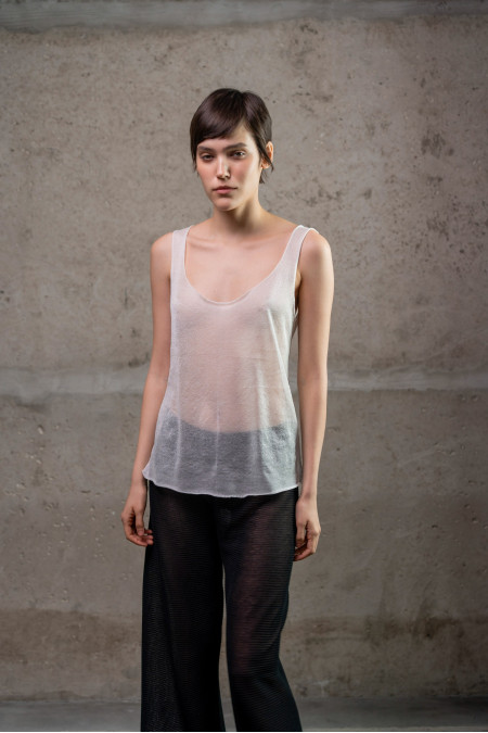 White Translucent Top With Raw Edges