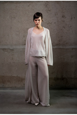 Grey Translucent Textured Trousers