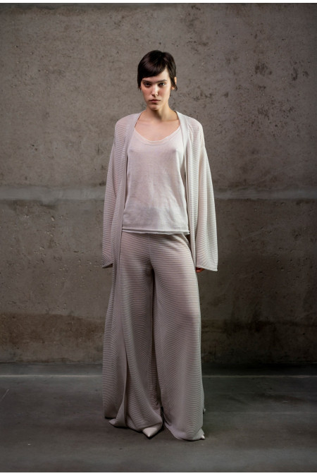 Grey Translucent Textured Trousers