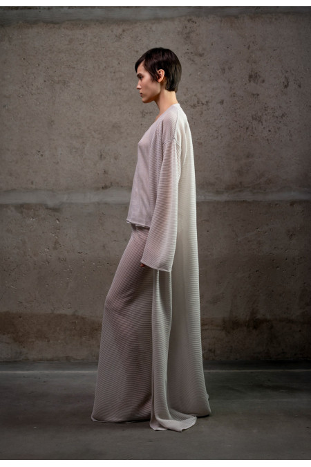 Grey Translucent Textured Trousers
