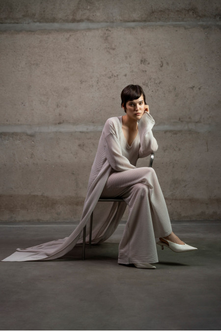 Grey Translucent Textured Trousers