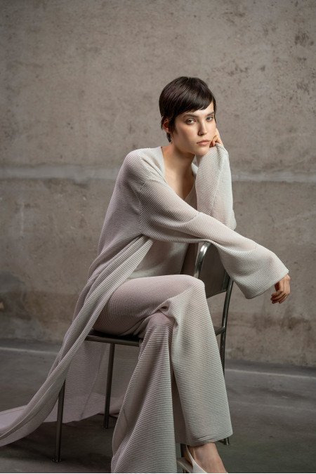 Grey Translucent Textured Trousers