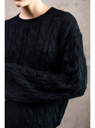 Джемпер з фактурної бавовняної пряжі чорний