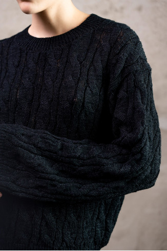 Джемпер з фактурної бавовняної пряжі чорний