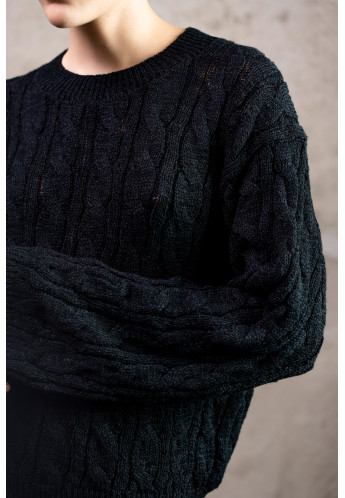 Джемпер з фактурної бавовняної пряжі чорний