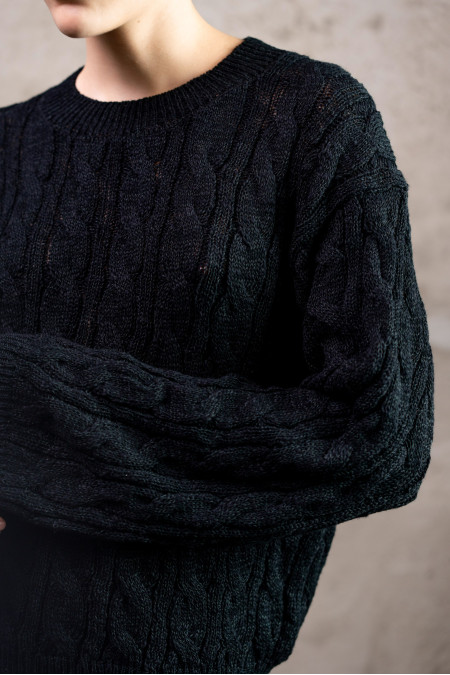 Джемпер з фактурної бавовняної пряжі чорний Джемпер з фактурної бавовняної пряжі чорний