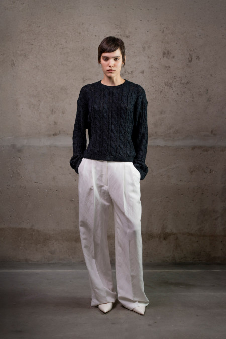 Джемпер з фактурної бавовняної пряжі чорний Джемпер з фактурної бавовняної пряжі чорний