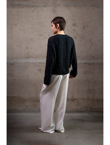 Джемпер з фактурної бавовняної пряжі чорний