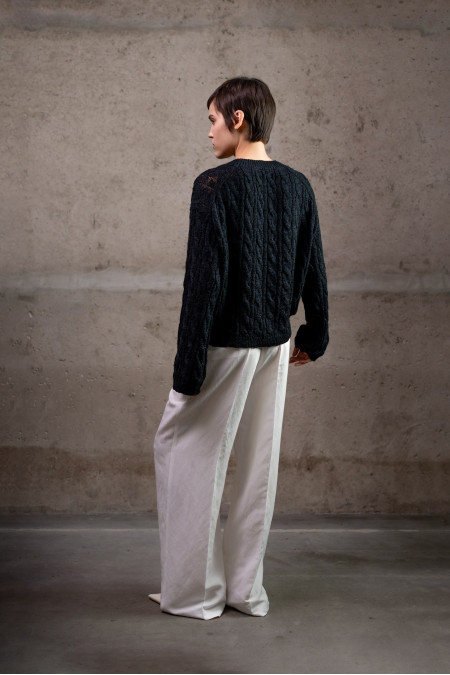 Джемпер з фактурної бавовняної пряжі чорний Джемпер з фактурної бавовняної пряжі чорний