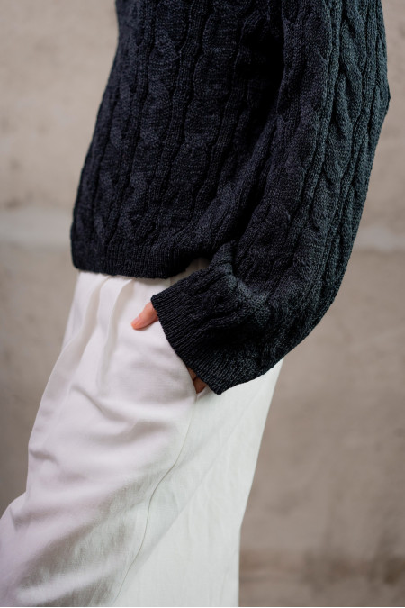 Джемпер з фактурної бавовняної пряжі чорний Джемпер з фактурної бавовняної пряжі чорний