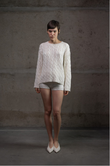 Джемпер з фактурної бавовняної пряжі молочний Джемпер з фактурної бавовняної пряжі молочний