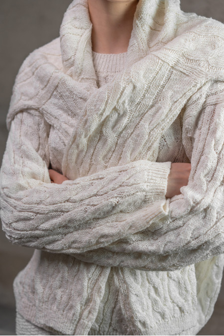 Джемпер з фактурної бавовняної пряжі молочний Джемпер з фактурної бавовняної пряжі молочний