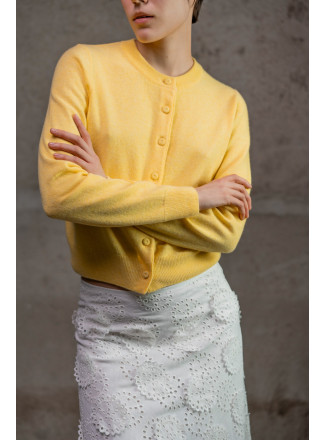 Укорочений базовий трикотажний жакет з вовни ягнят світло-жовтий