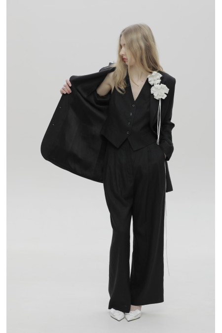 Жилет з льону чорний