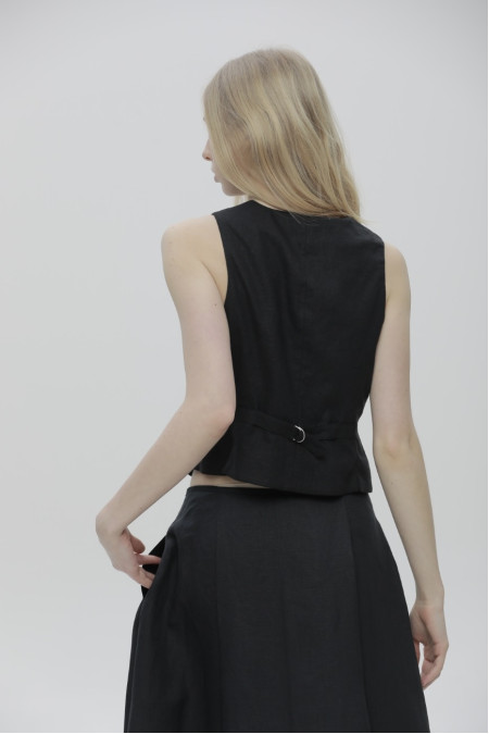 Жилет з льону чорний