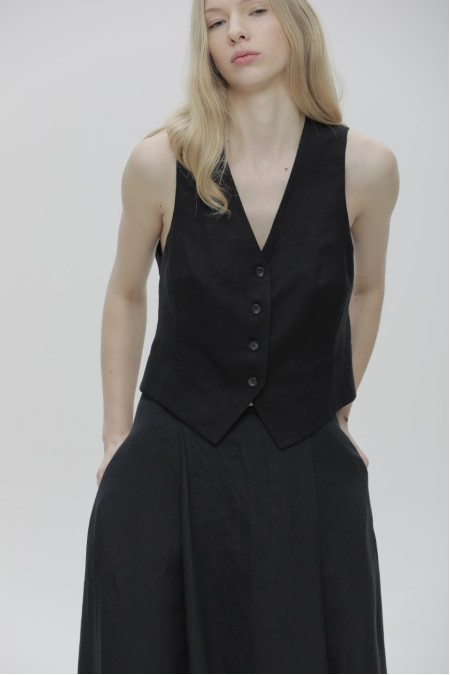 Жилет з льону чорний