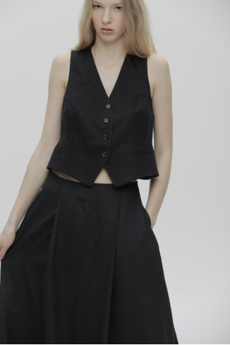 Жилет из льна черный
