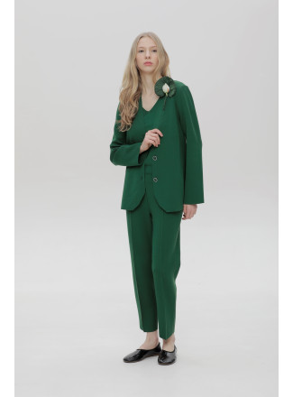 Трикотажные брюки с карманами зеленые