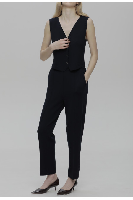 Жилетка на ґудзиках з віскози темно-синя