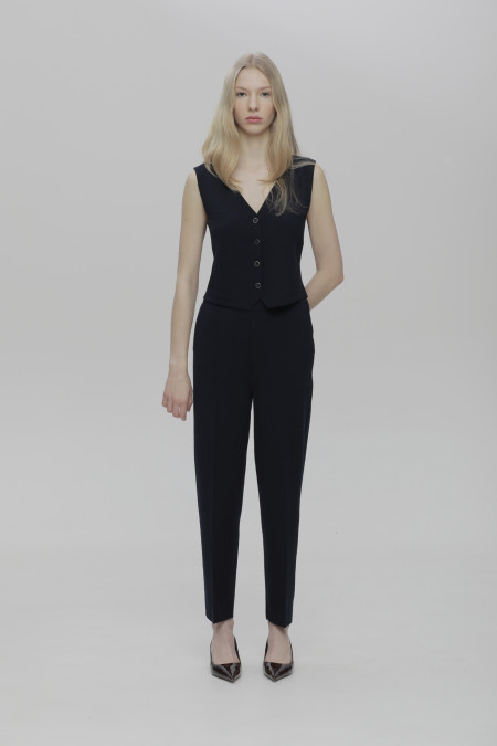 Жилетка на ґудзиках з віскози темно-синя